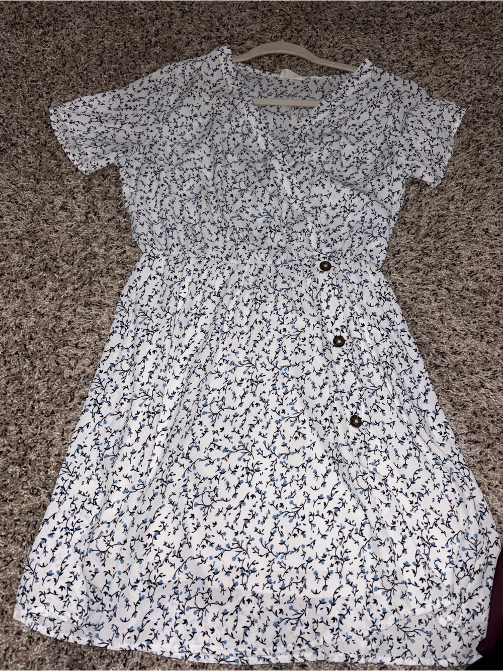Sienna Sky White Midi Dress with Blue Floral Print